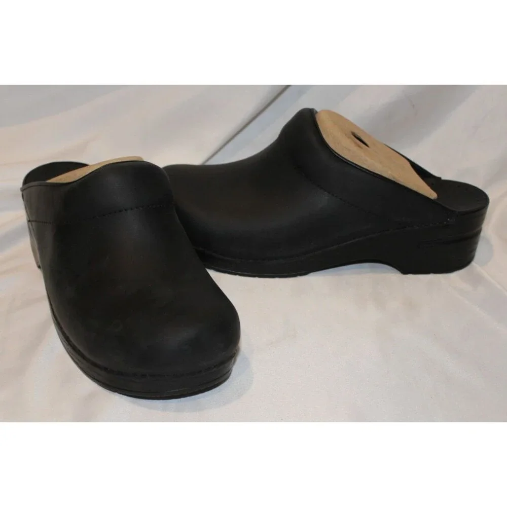 DANSKO Men's Karl Black Leather Professional Slip-on‎ Clogs NIB